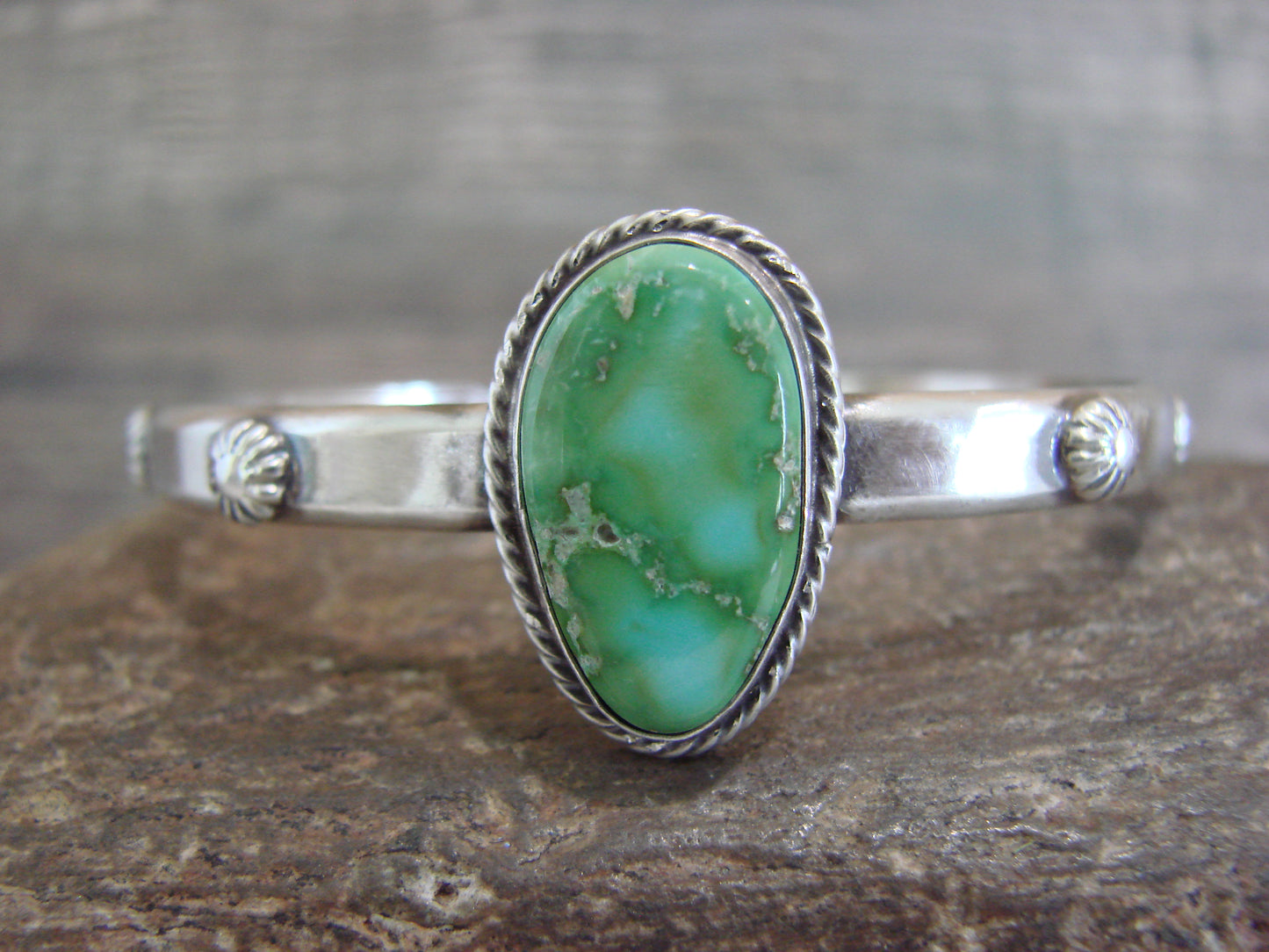 Native American Sterling Silver & Sonoran Turquoise Bracelet Signed SY