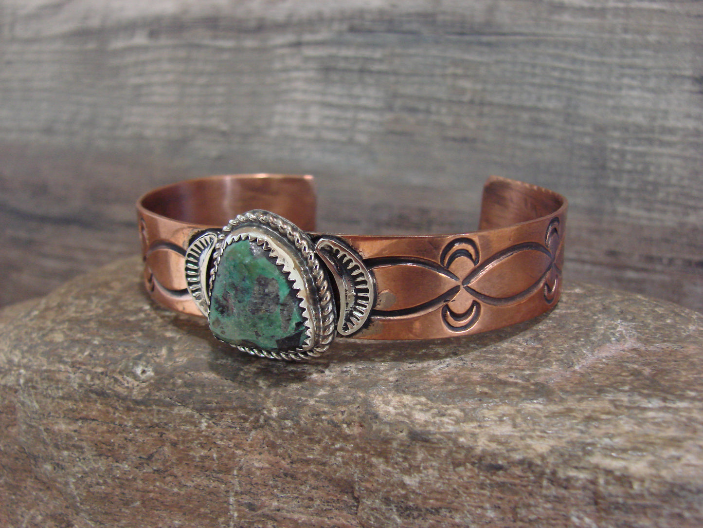 Native American Copper & Turquoise Bracelet by Cleveland