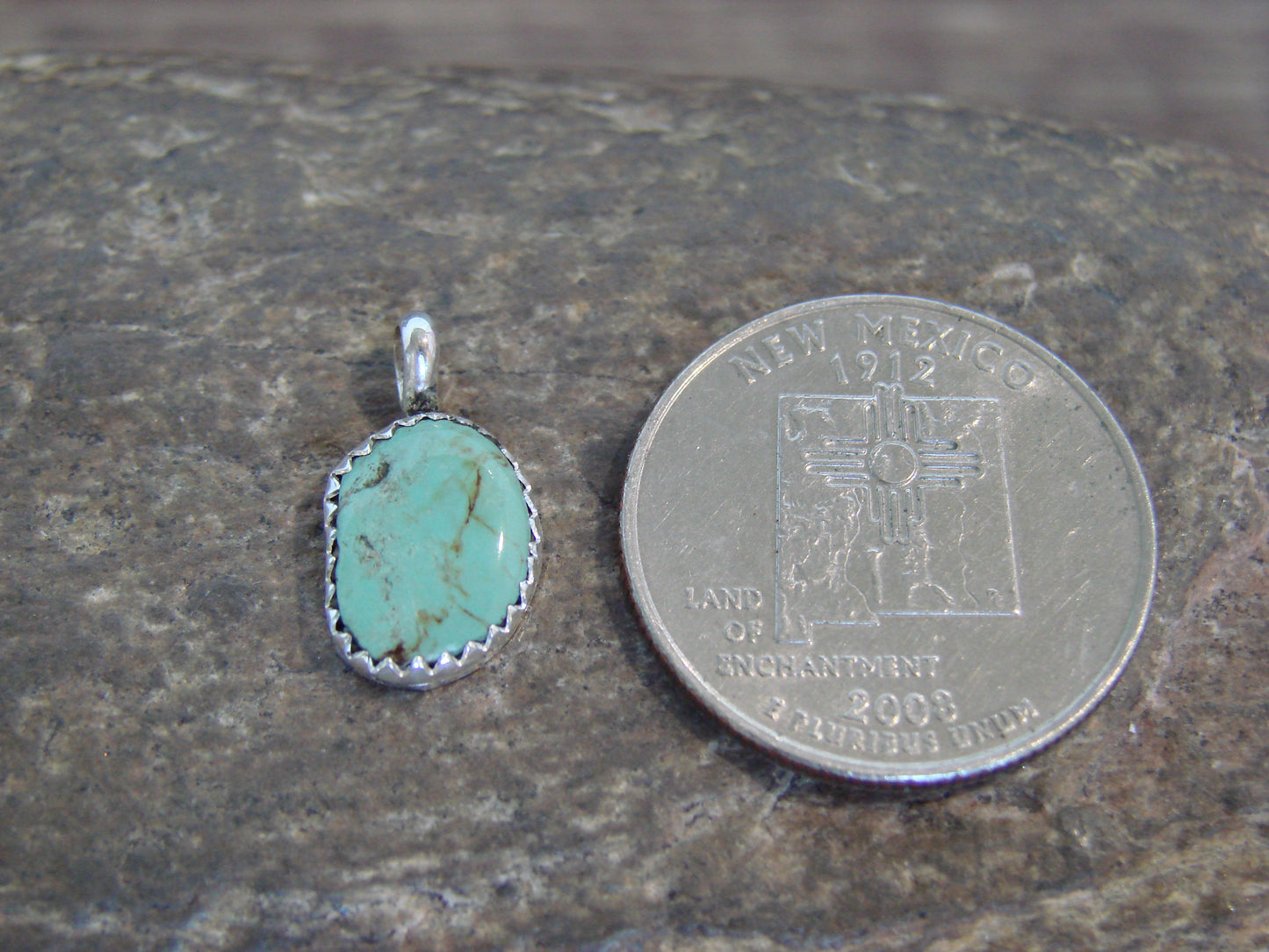 Native American Sterling Silver & Turquoise Pendant - Yazzie