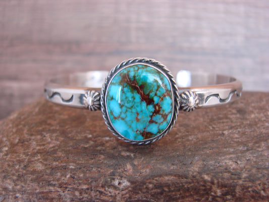 Native American Sterling Silver & Sonoran Turquoise Bracelet Signed SY