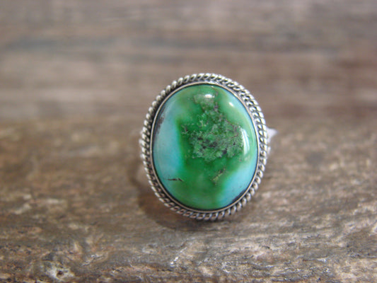 Native American Sterling Silver & Sonoran Turquoise Ring by Saunders - Size 8.5