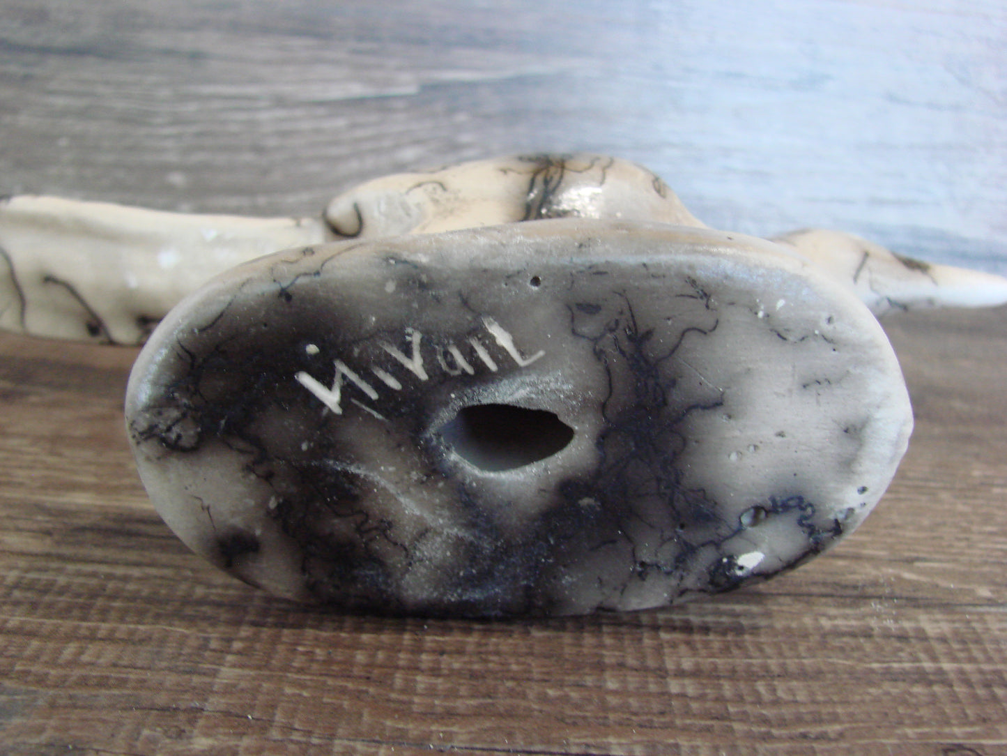 Native American Pottery Horse Hair Road Runner Sculpture by Vail