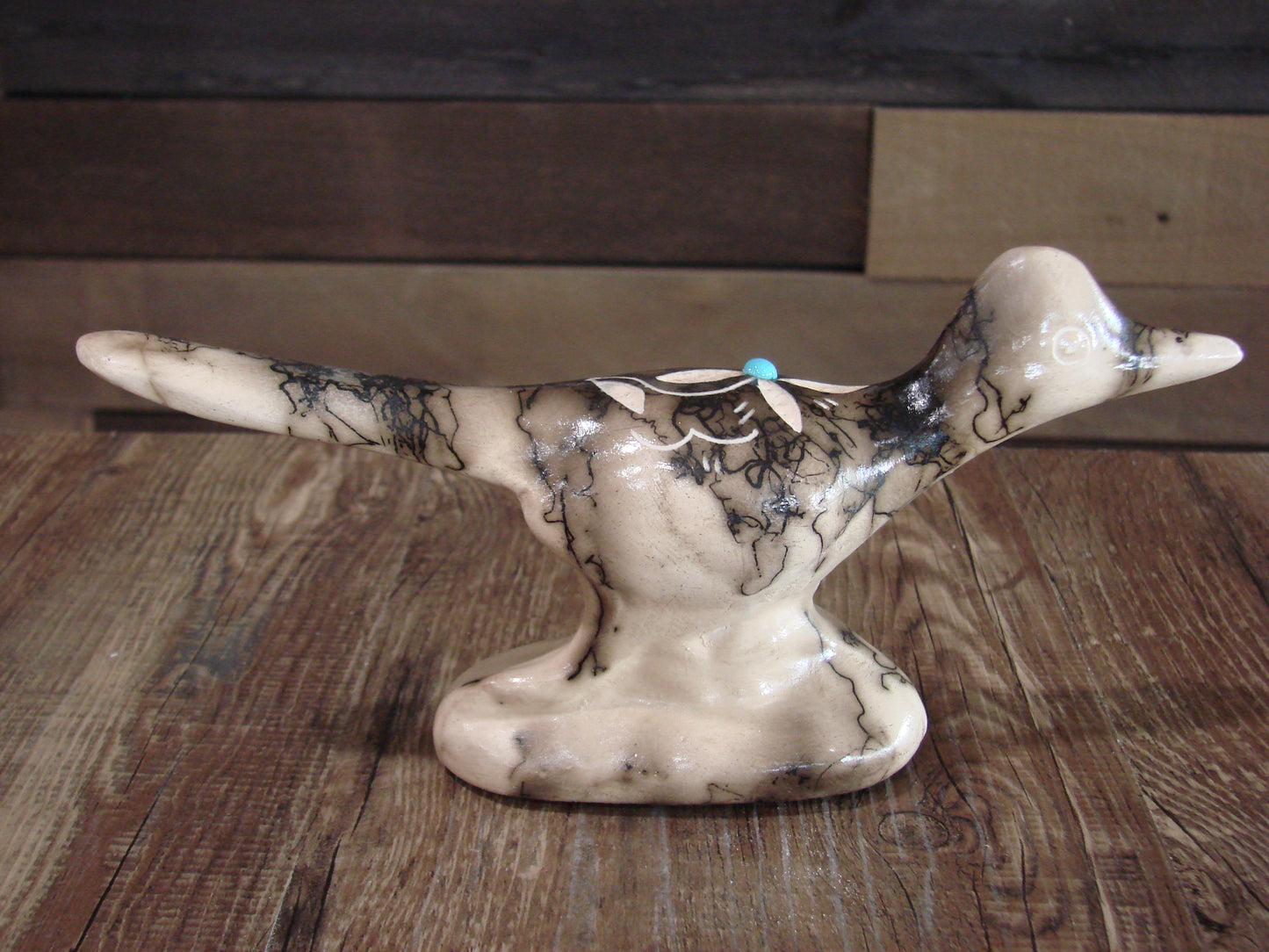 Native American Pottery Horse Hair Road Runner Sculpture by Vail