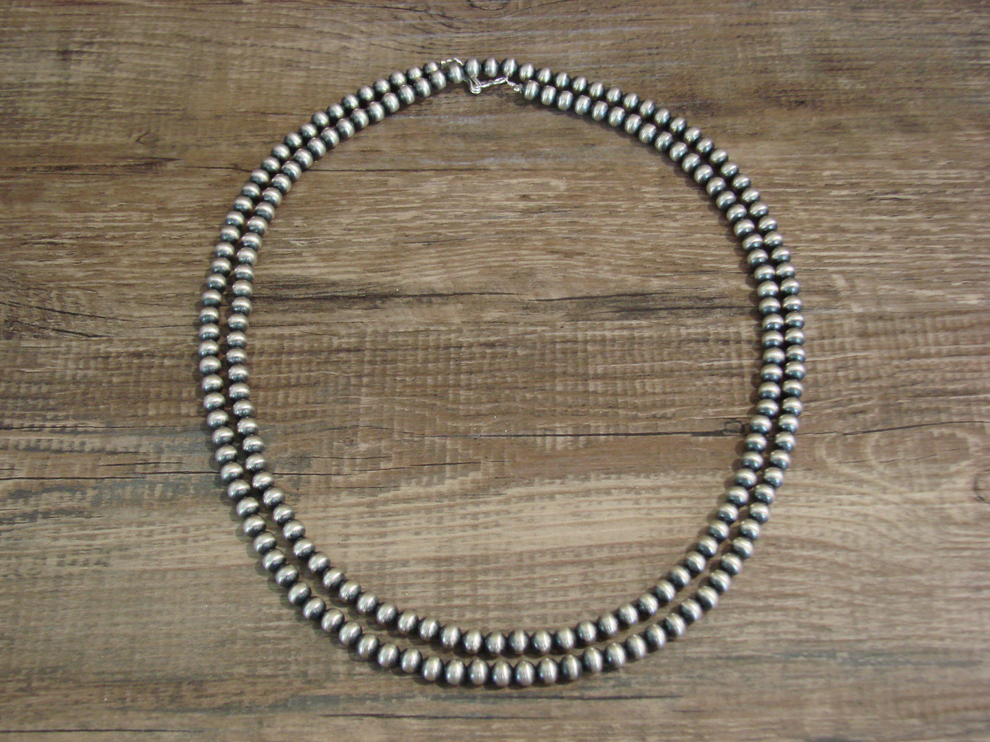 Native American Sterling Silver 36" Navajo Pearl Necklace by I. John