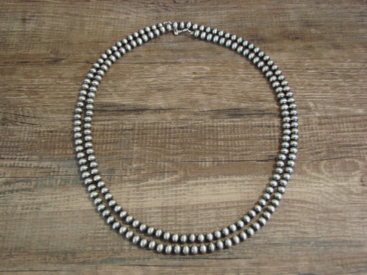 Native American Sterling Silver 36" Navajo Pearl Necklace by I. John