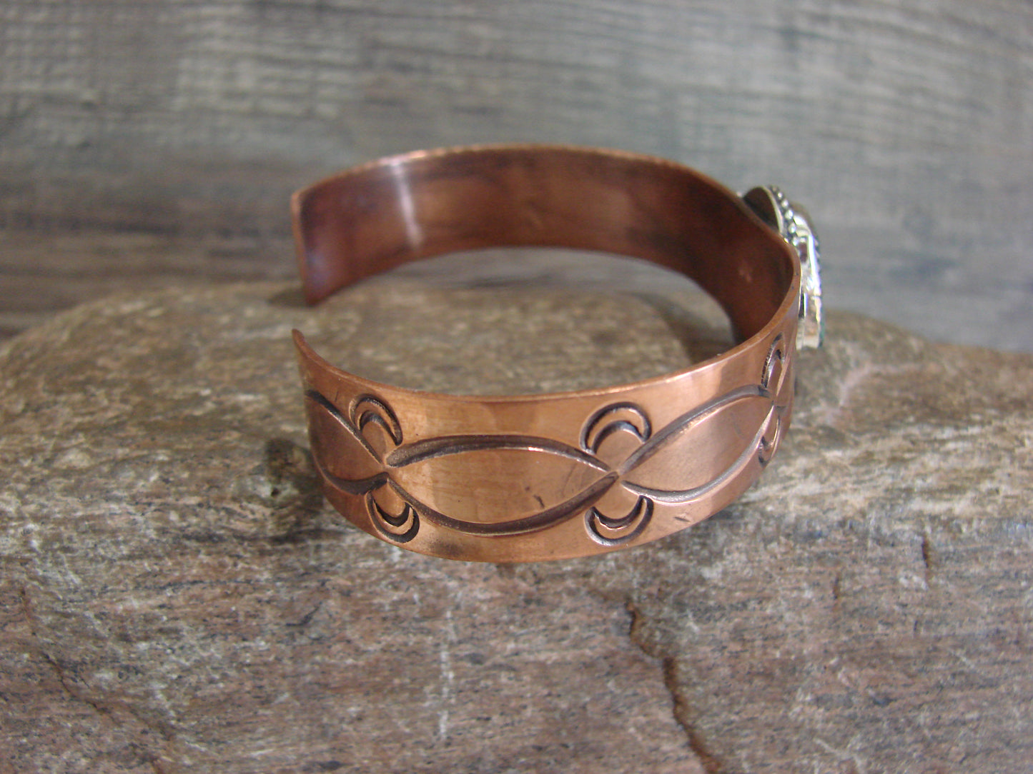 Native American Copper & Turquoise Bracelet by Cleveland