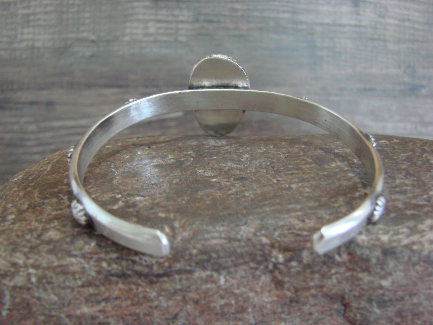 Native American Sterling Silver & Sonoran Turquoise Bracelet Signed SY