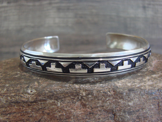 Native American Sterling Silver 3/8" Petroglyph Bracelet by Singer
