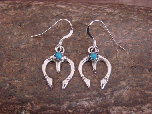 Native American Sterling Silver & Turquoise Naja Dangle Earrings - Bitsie