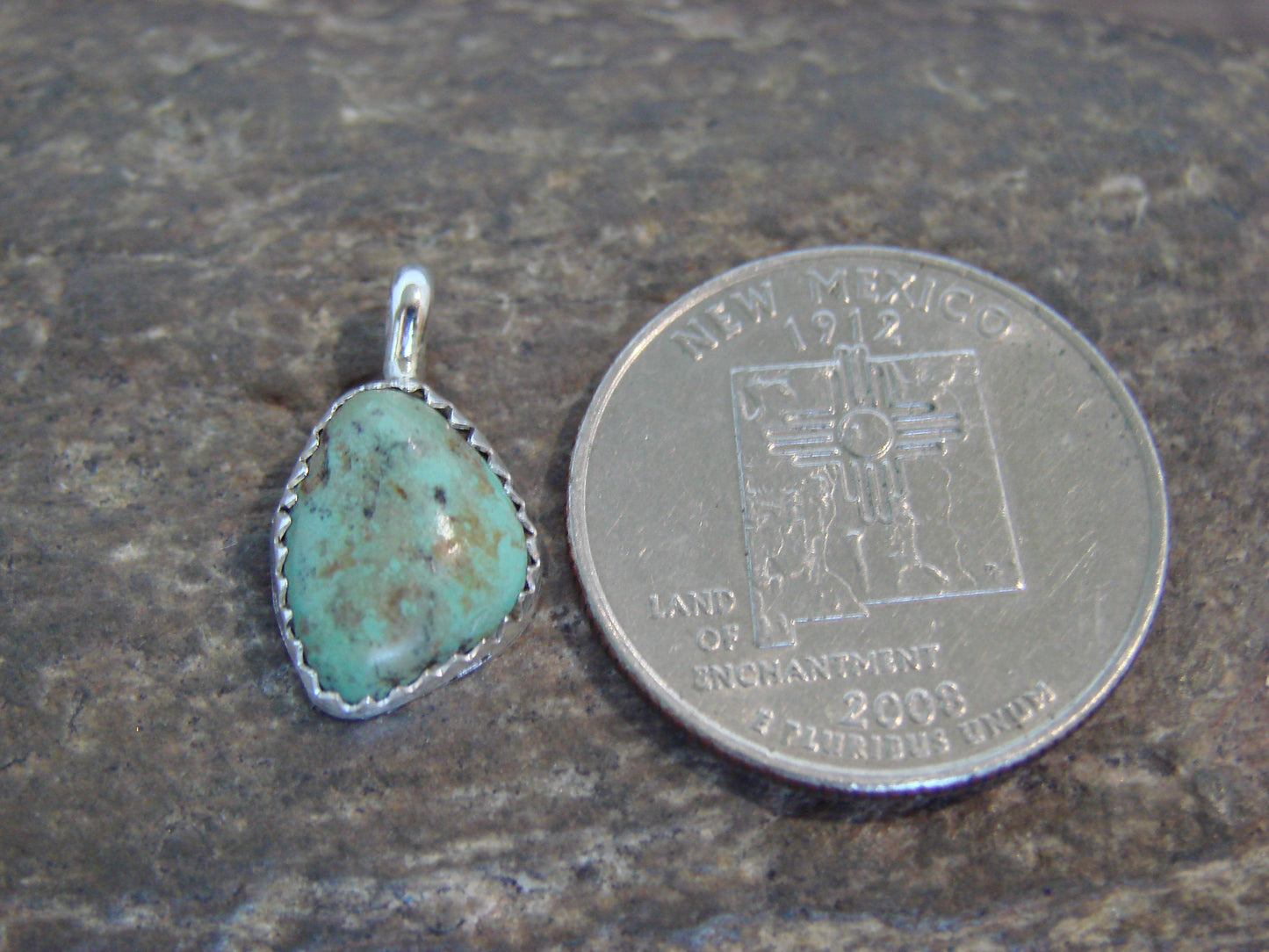Native American Sterling Silver & Turquoise Pendant - Yazzie