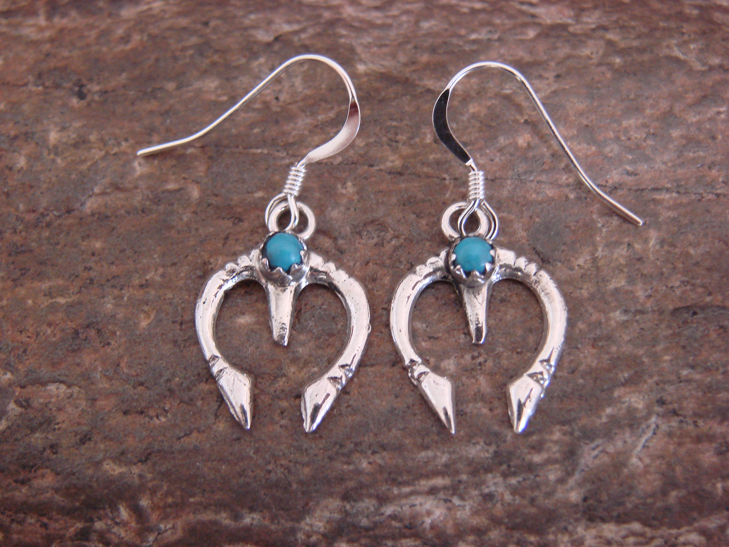 Native American Sterling Silver & Turquoise Naja Dangle Earrings - Bitsie