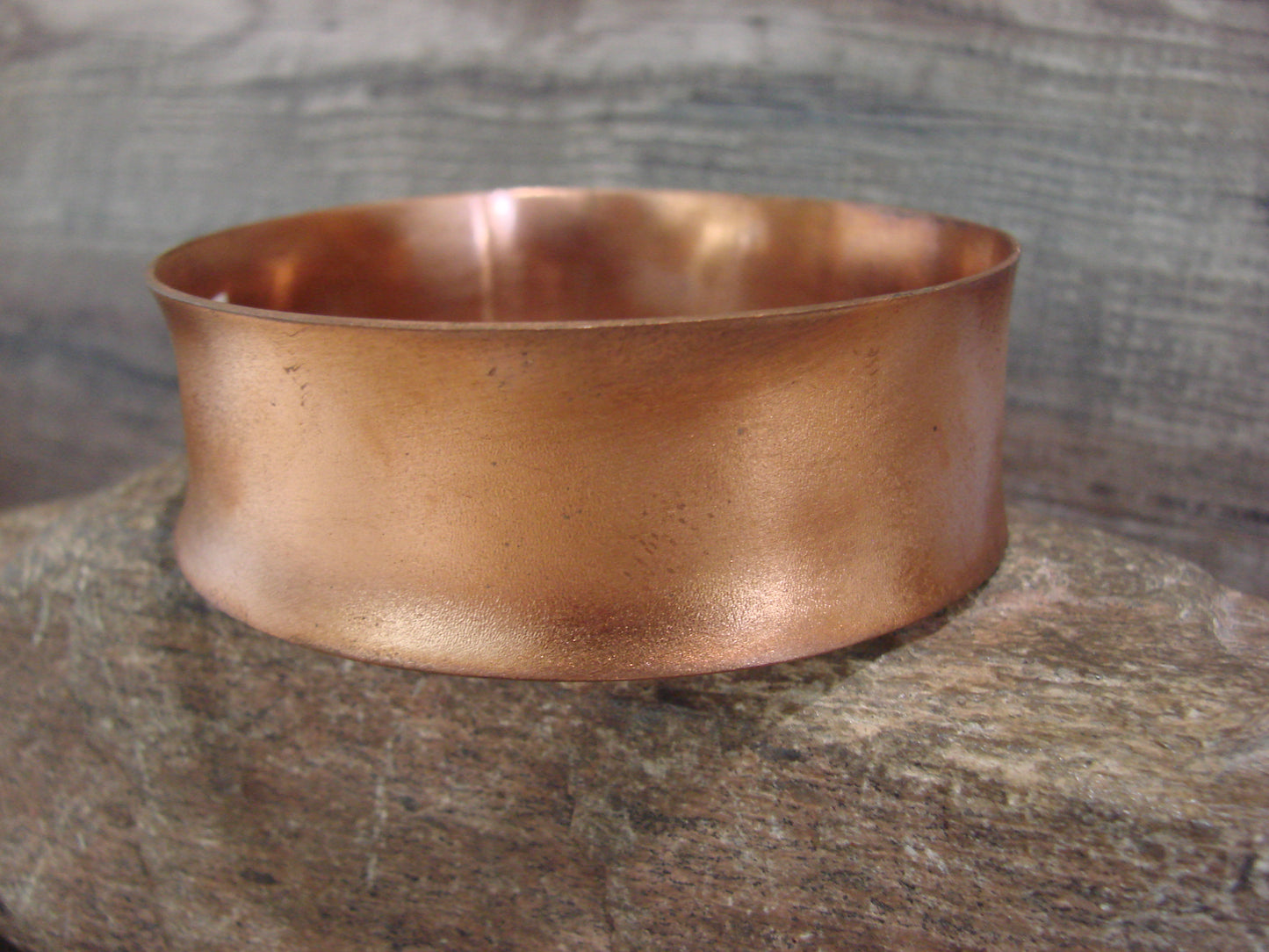 Native American 1" Copper Bangel Bracelet Signed Etsitty