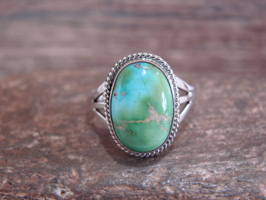 Native American Sterling Silver & Sonoran Turquoise Ring by Saunders - Size 8.5