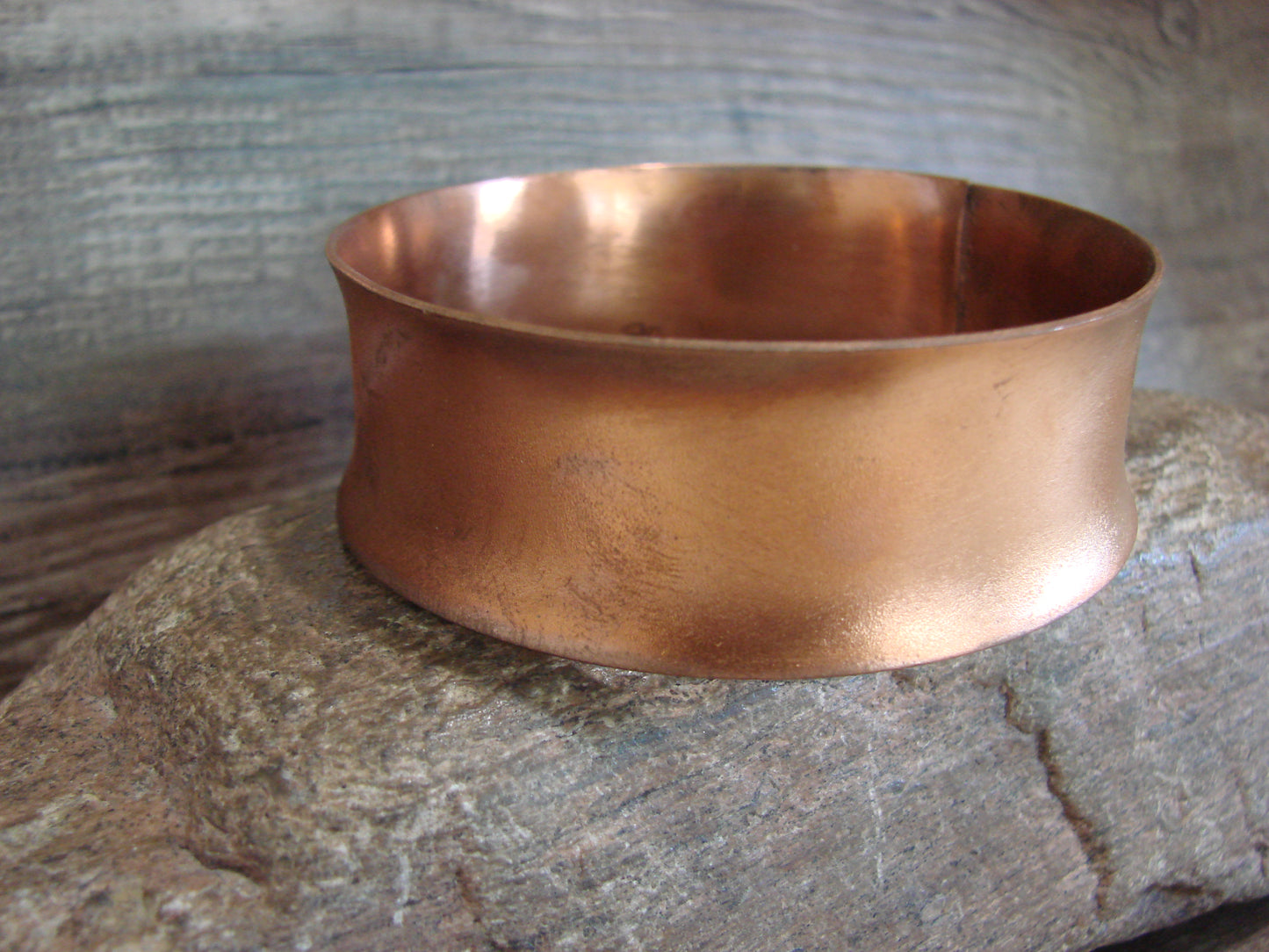 Native American 1" Copper Bangel Bracelet Signed Etsitty