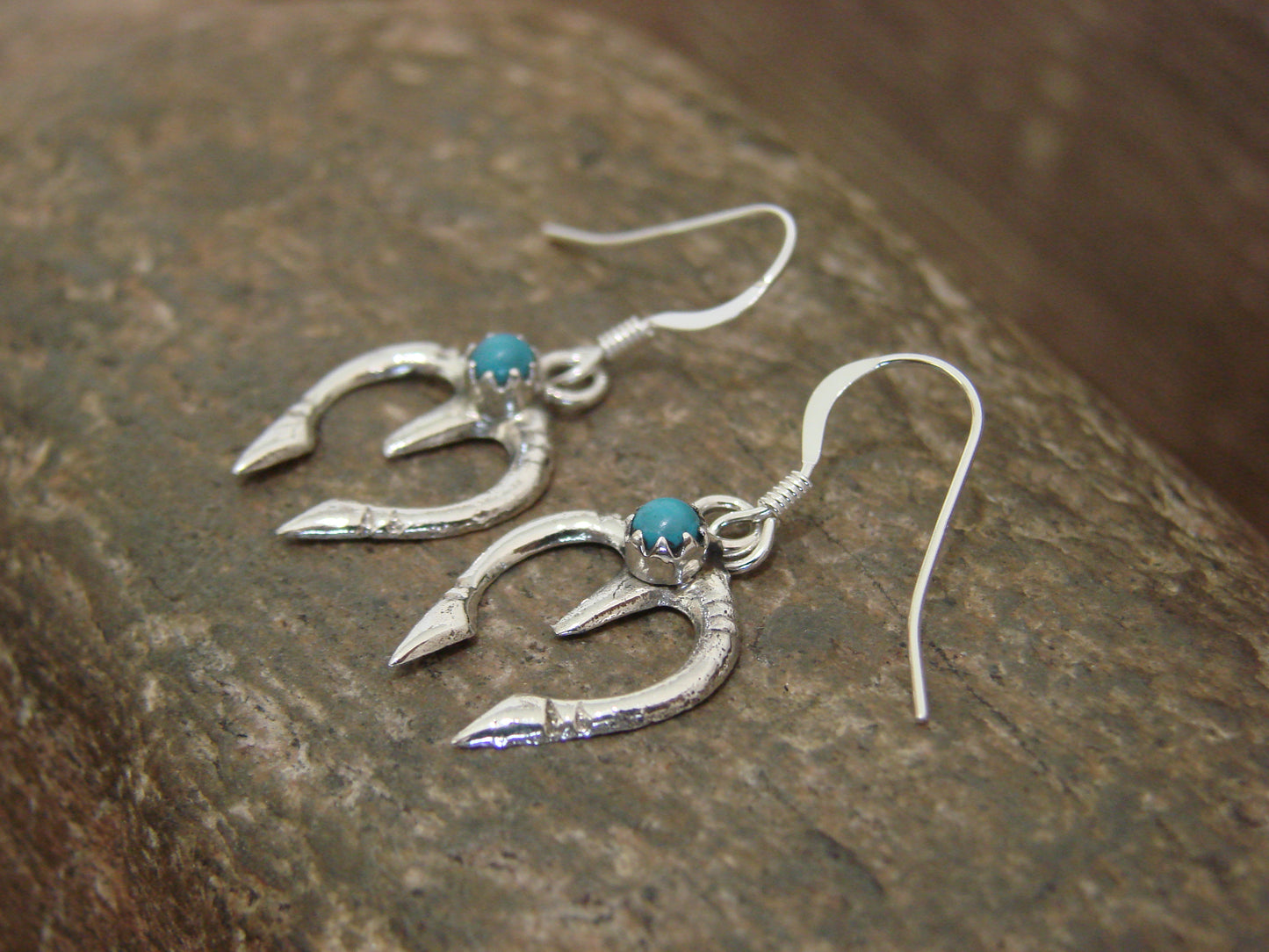 Native American Sterling Silver & Turquoise Naja Dangle Earrings - Bitsie