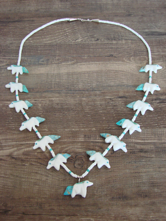 Hand Carved White Marble Horse Fetish Necklace - Mitchell
