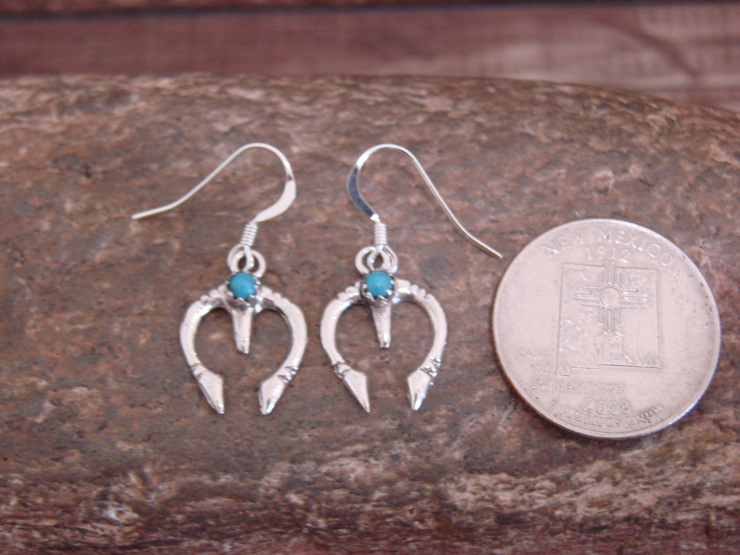 Native American Sterling Silver & Turquoise Naja Dangle Earrings - Bitsie