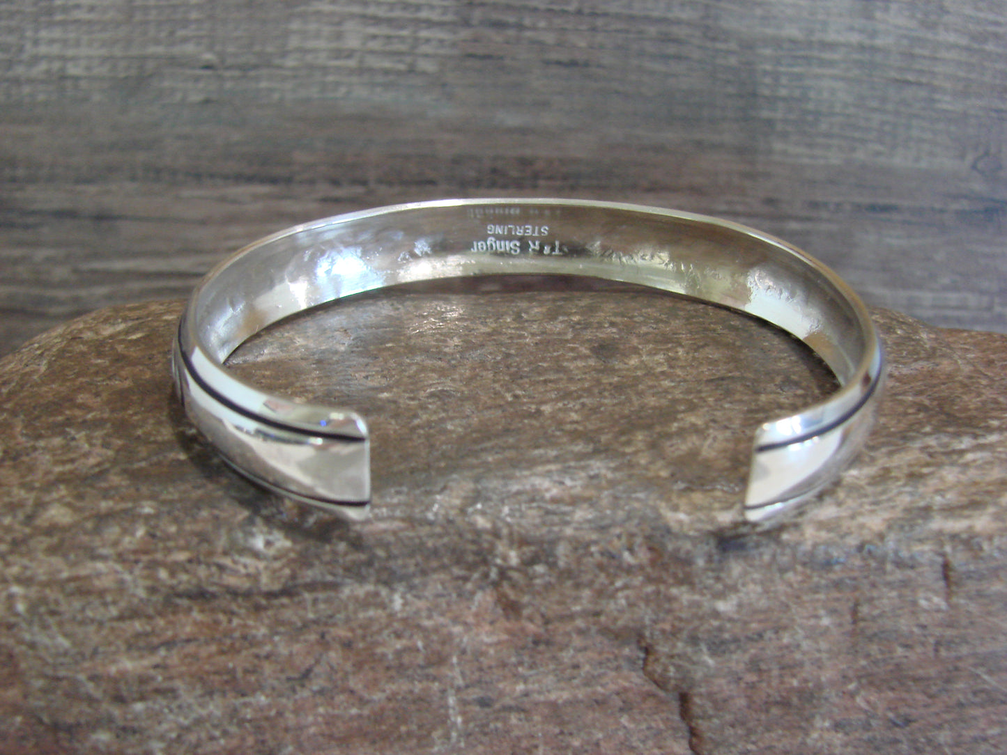 Native American Sterling Silver 3/8" Petroglyph Bracelet by Singer