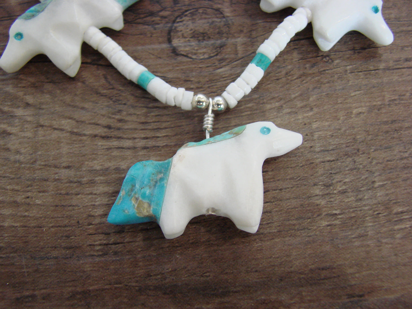 Hand Carved White Marble Horse Fetish Necklace - Mitchell