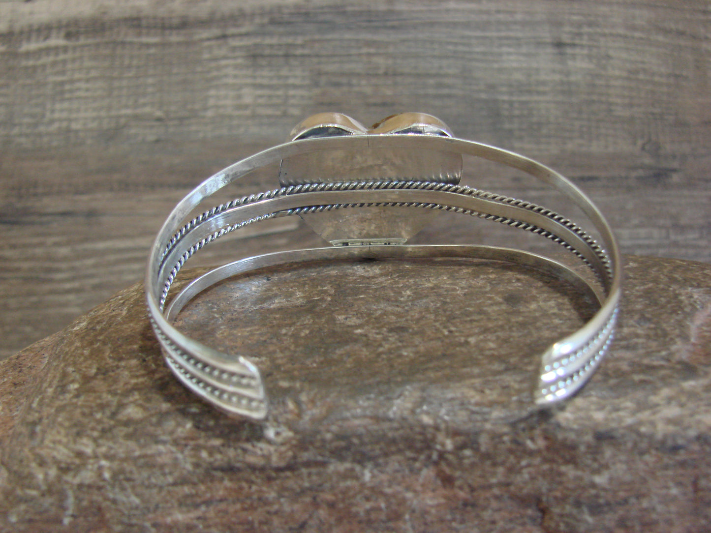 Native American Sterling Silver Moroccan Ammonite Heart Bracelet by Benally