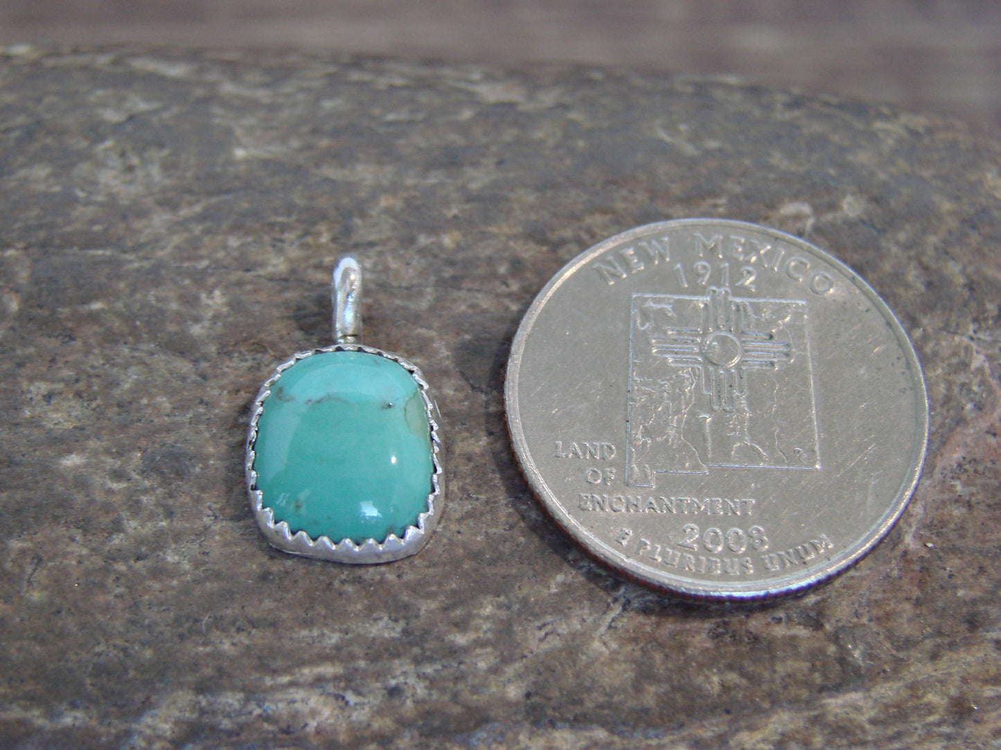 Native American Sterling Silver & Turquoise Pendant - Yazzie