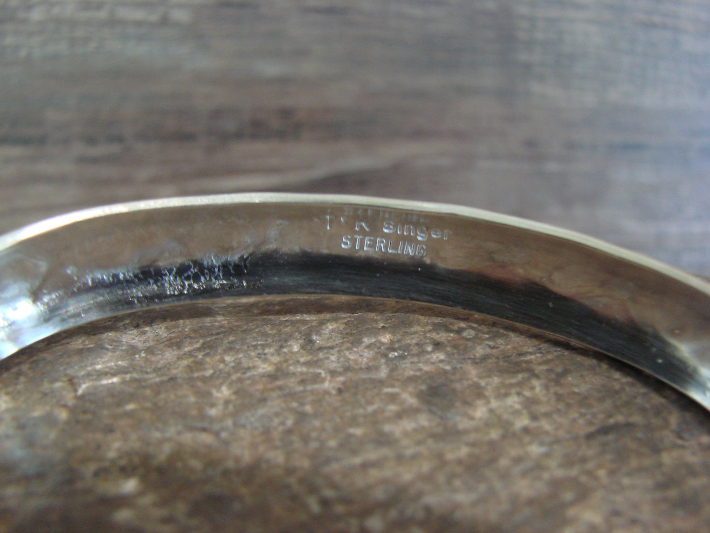 Native American Sterling Silver 3/8" Petroglyph Bracelet by Singer