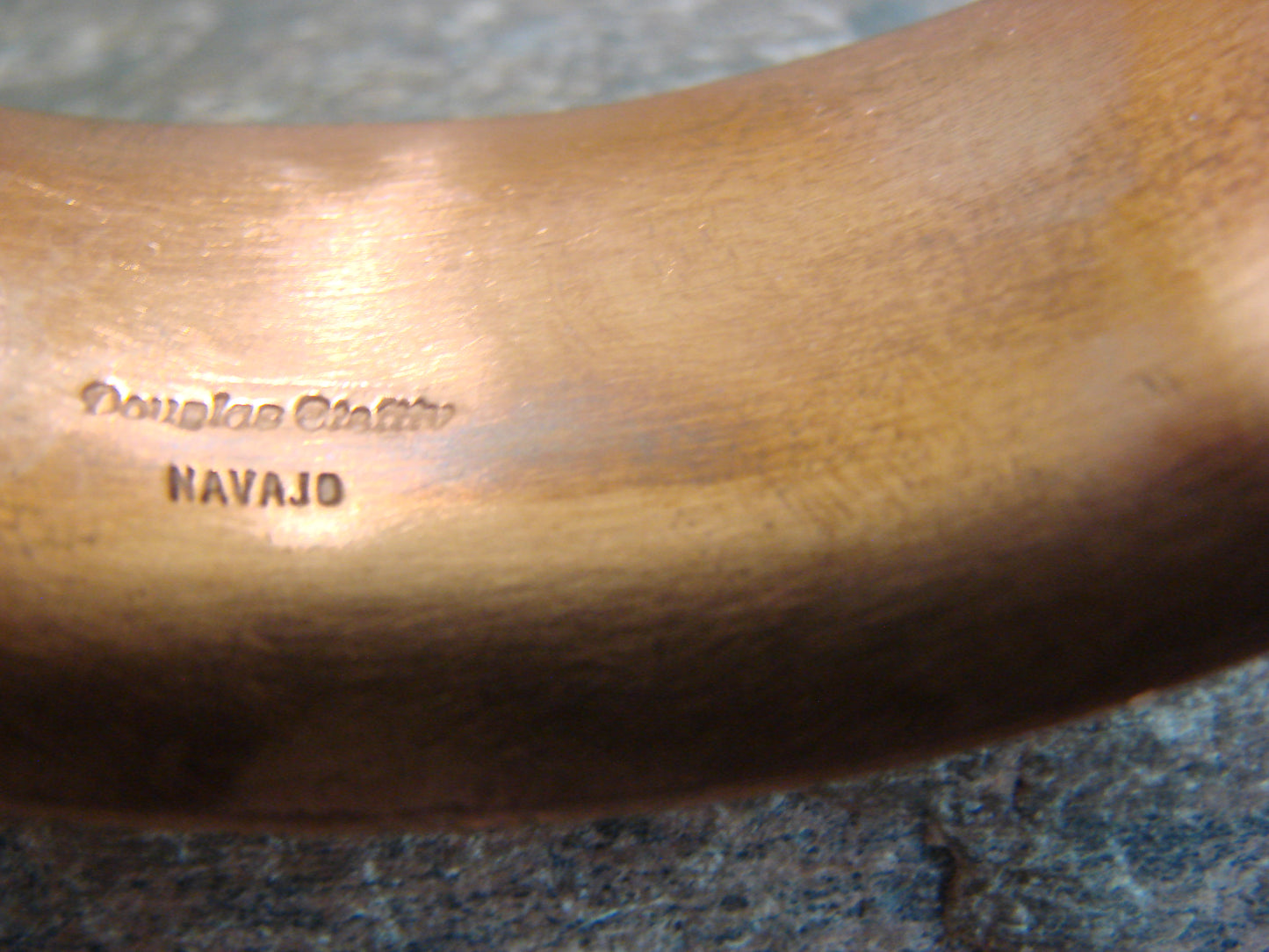 Native American 3/4" Copper Bangel Bracelet Signed Etsitty
