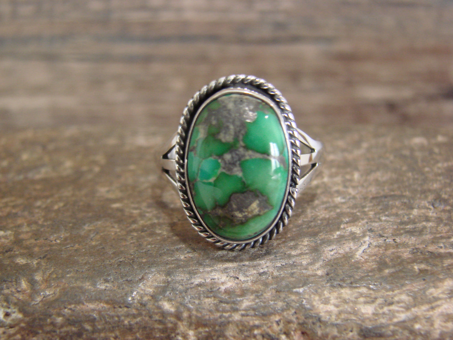 Native American Sterling Silver & Sonoran Turquoise Ring by Saunders - Size 8.5