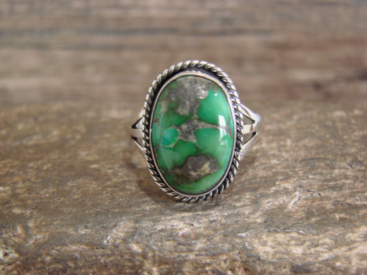 Native American Sterling Silver & Sonoran Turquoise Ring by Saunders - Size 8.5
