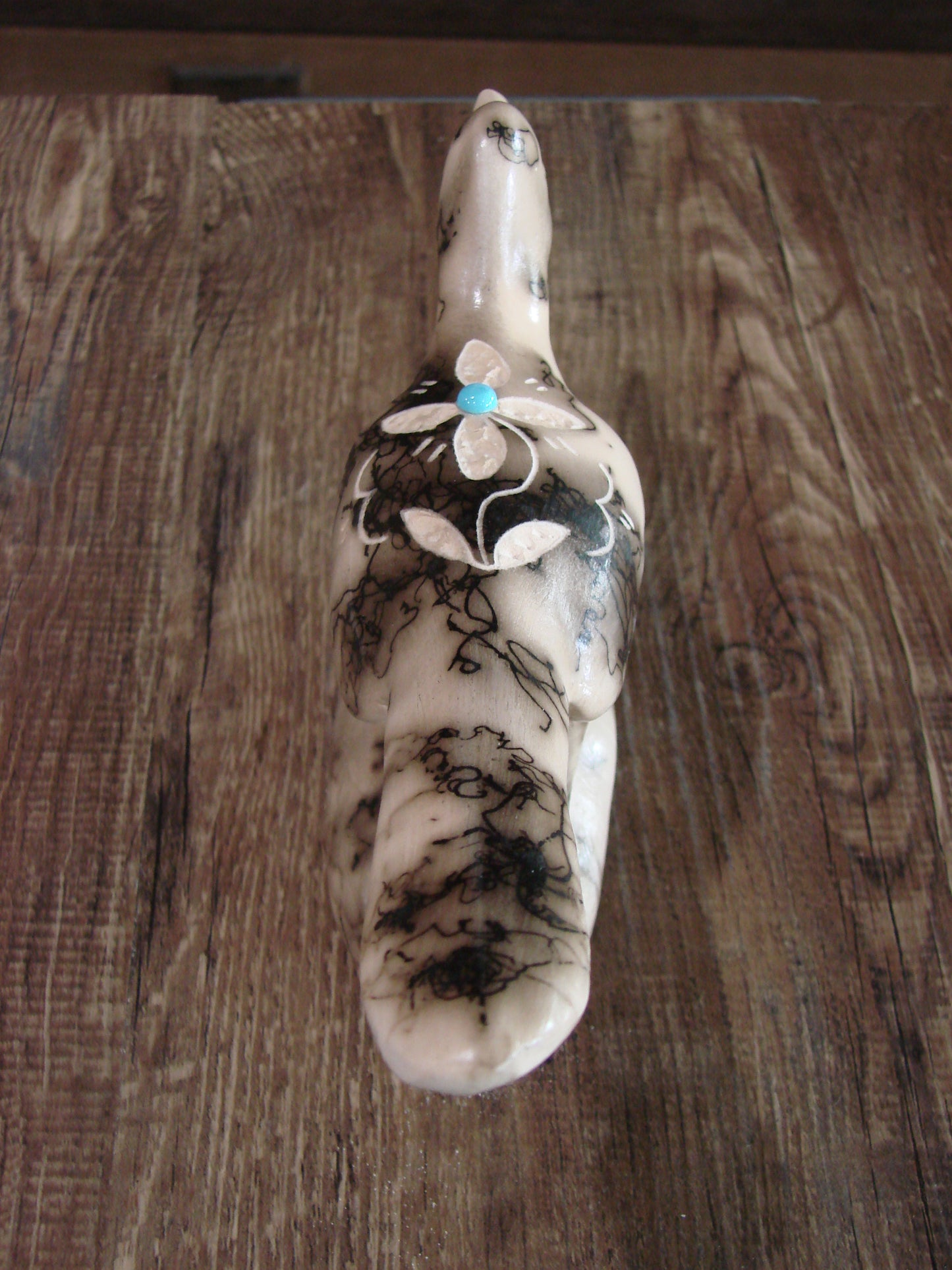 Native American Pottery Horse Hair Road Runner Sculpture by Vail