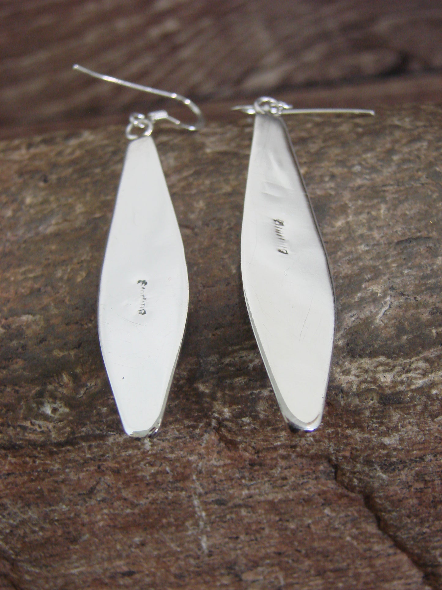 Native American Sterling Silver & Turquoise Row Dangle Earrings by Largo