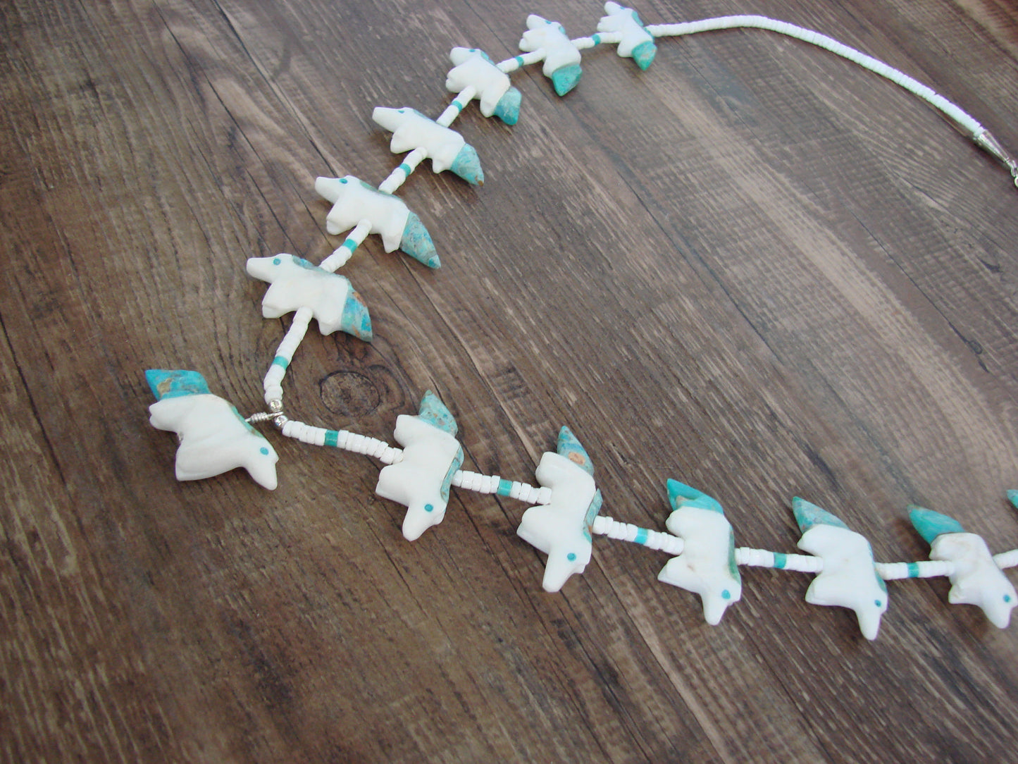 Hand Carved White Marble Horse Fetish Necklace - Mitchell