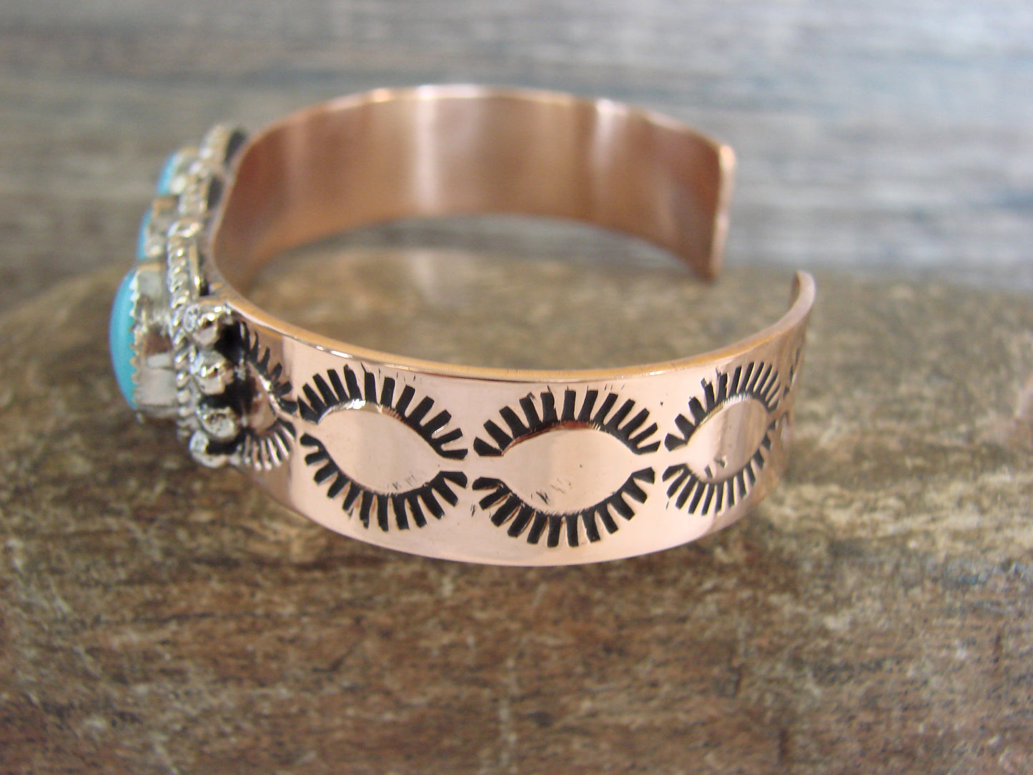 Native American Copper & Turquoise Bracelet by Cleveland