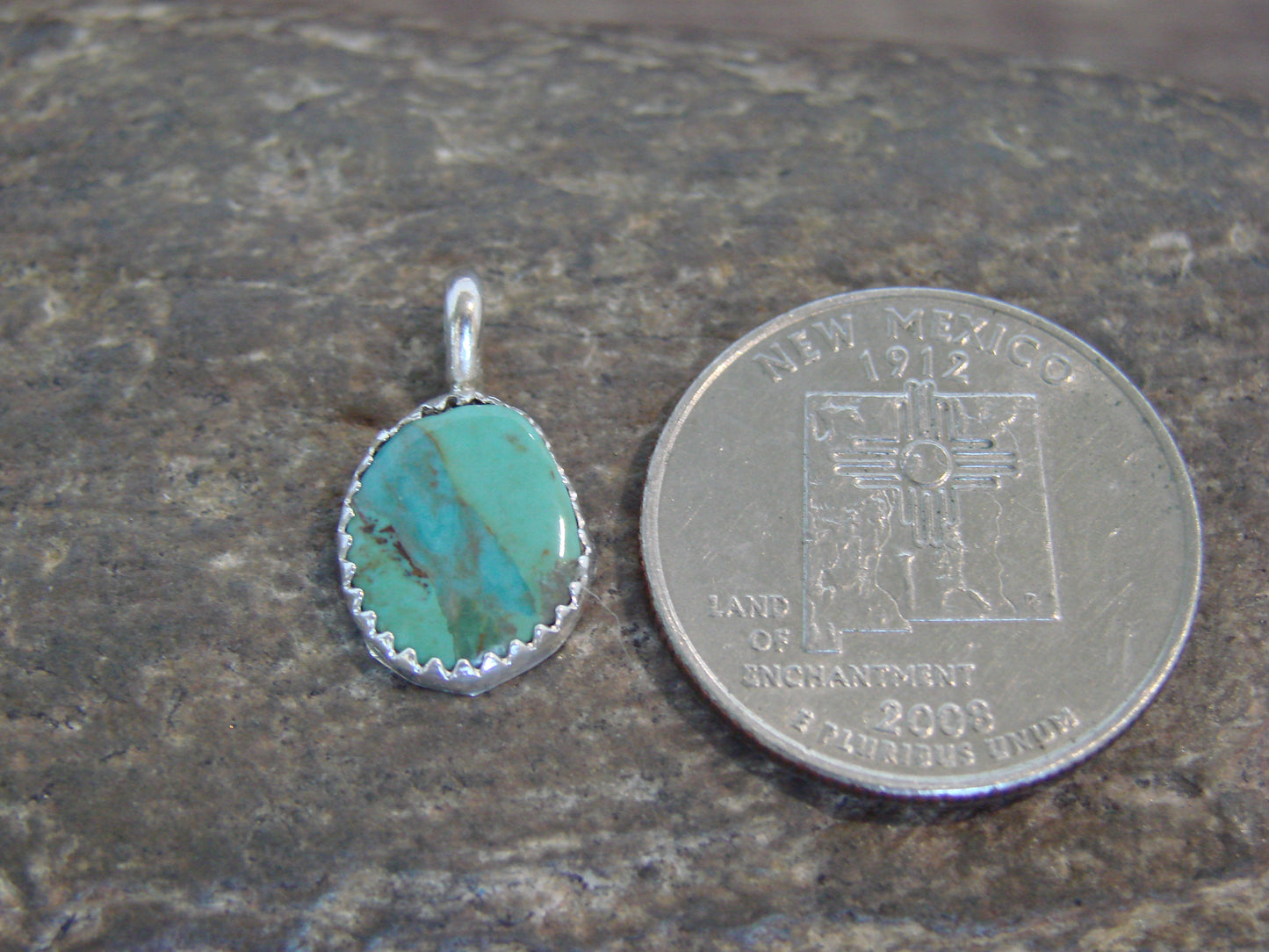 Native American Sterling Silver & Turquoise Pendant - Yazzie