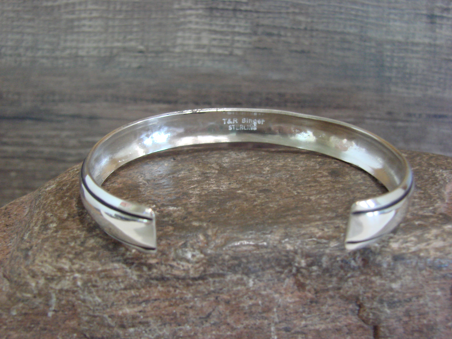 Native American Sterling Silver 3/8" Petroglyph Bracelet by Singer