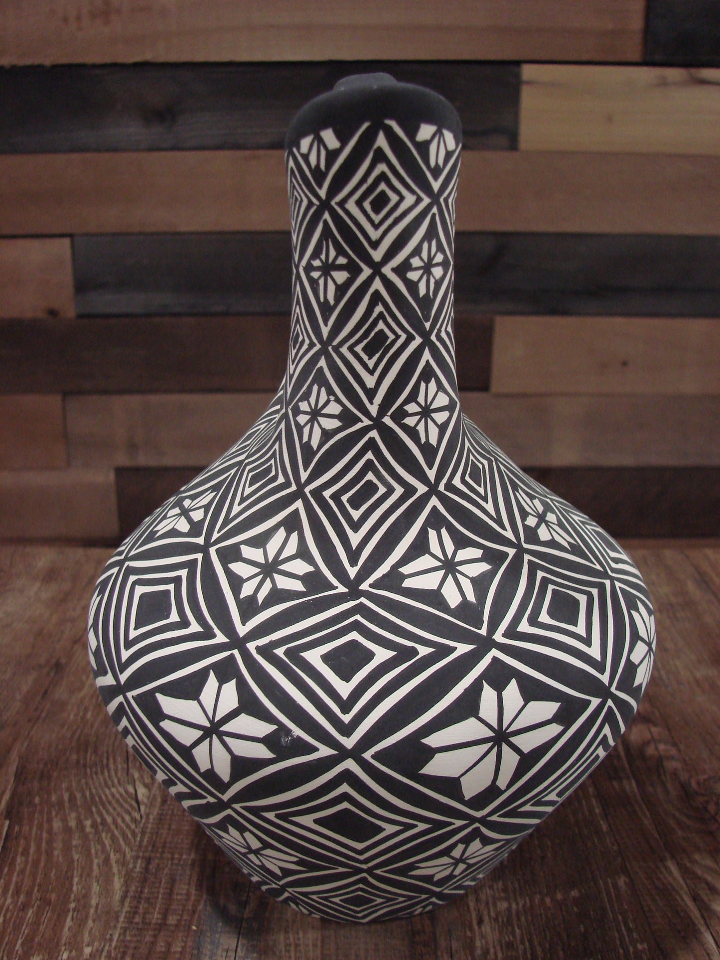 Native American Fine Line Hand Painted Wedding Vase by M. Lukee