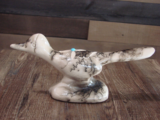 Native American Pottery Horse Hair Road Runner Sculpture by Vail