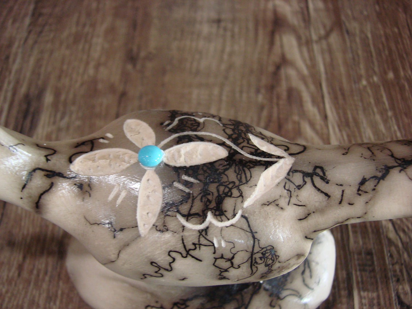 Native American Pottery Horse Hair Road Runner Sculpture by Vail