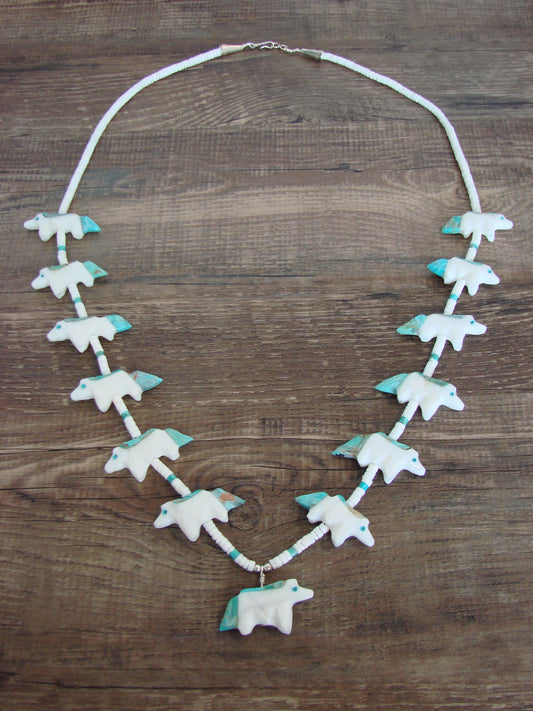 Hand Carved White Marble Horse Fetish Necklace - Mitchell