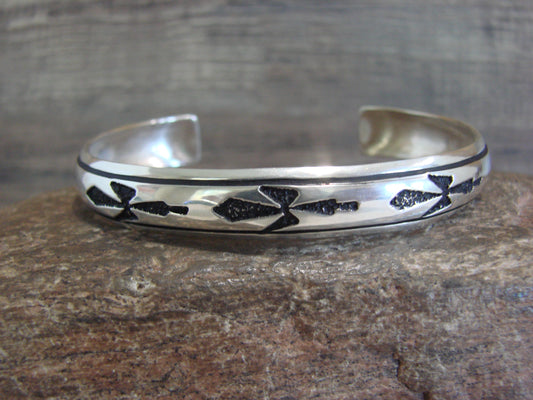 Native American Sterling Silver 3/8" Petroglyph Bracelet by Singer