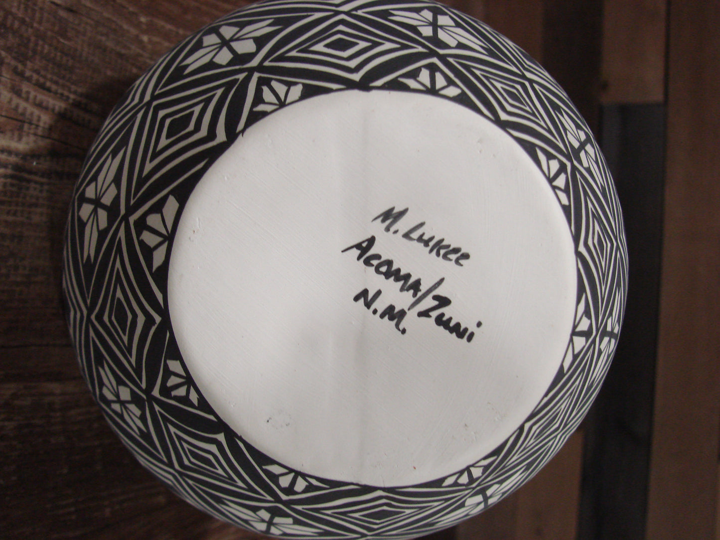 Native American Fine Line Hand Painted Wedding Vase by M. Lukee