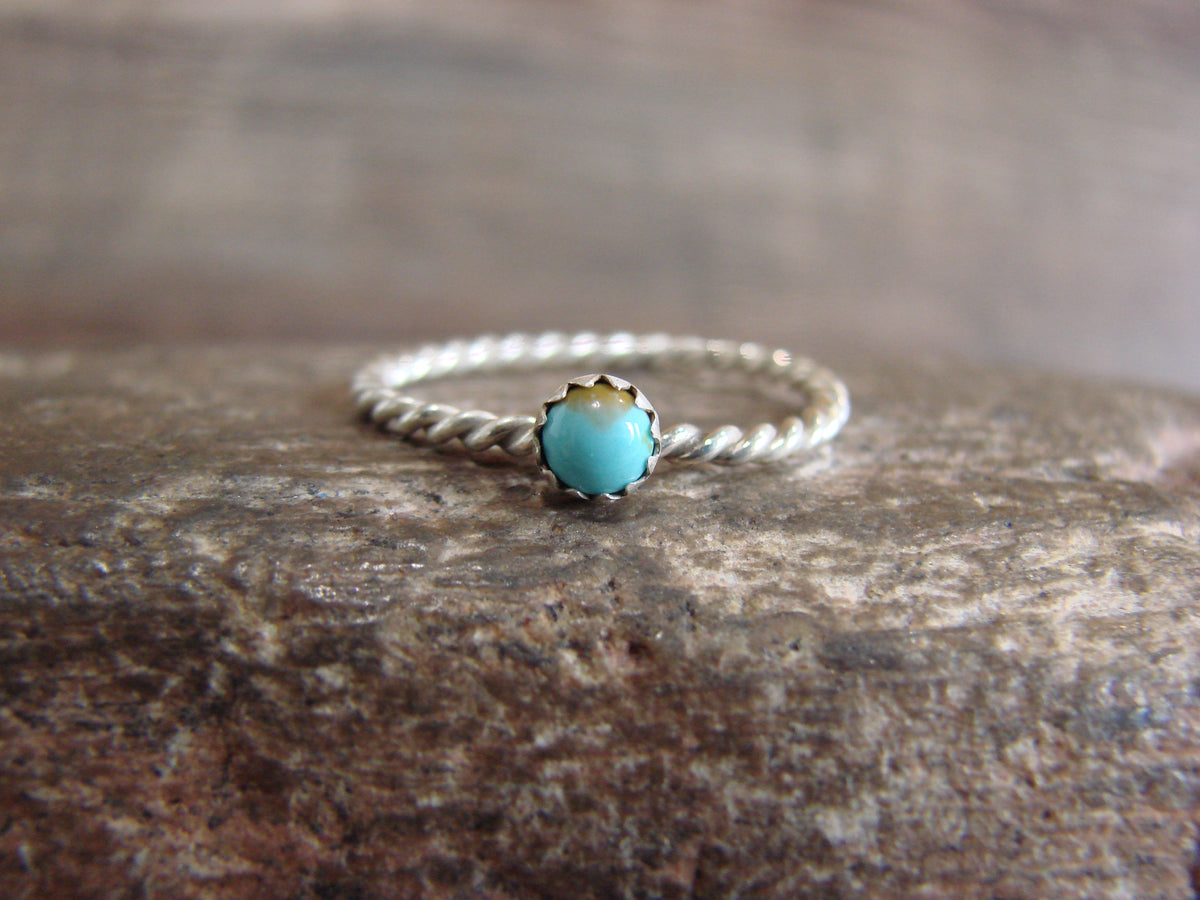 Native American Sterling Silver Round Turquoise Ring Size 6 - Bitsie