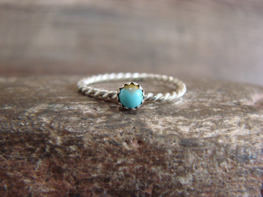 Native American Sterling Silver Round Turquoise Ring Size 6 - Bitsie