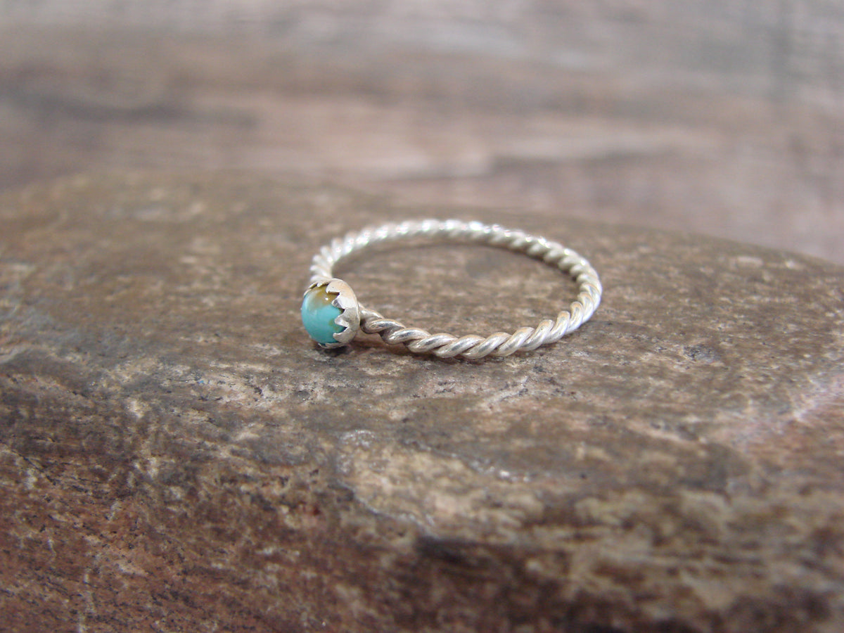 Native American Sterling Silver Round Turquoise Ring Size 6 - Bitsie