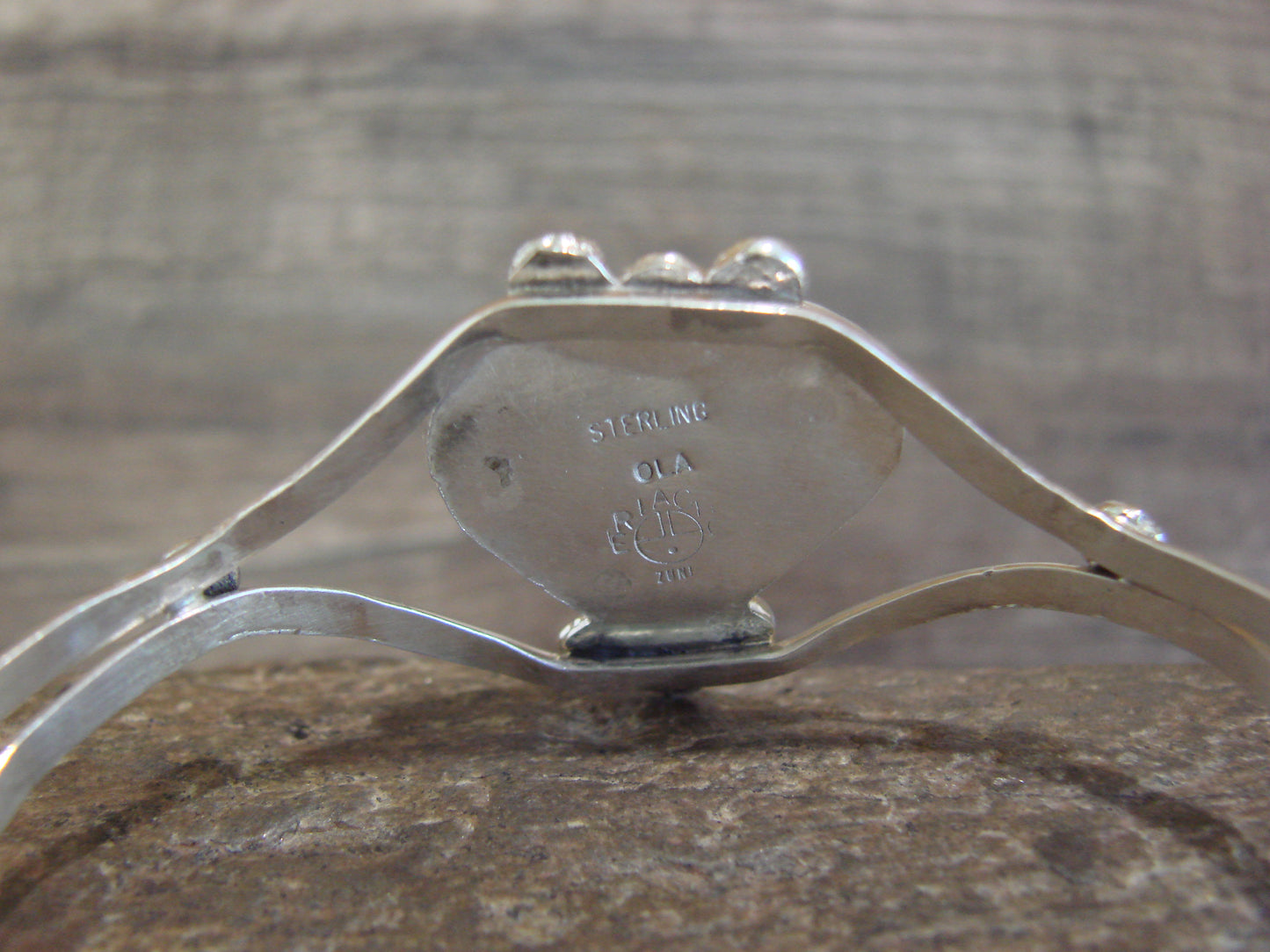 Native American Sterling Silver & Turquoise Heart Sunface Bracelet -Ola