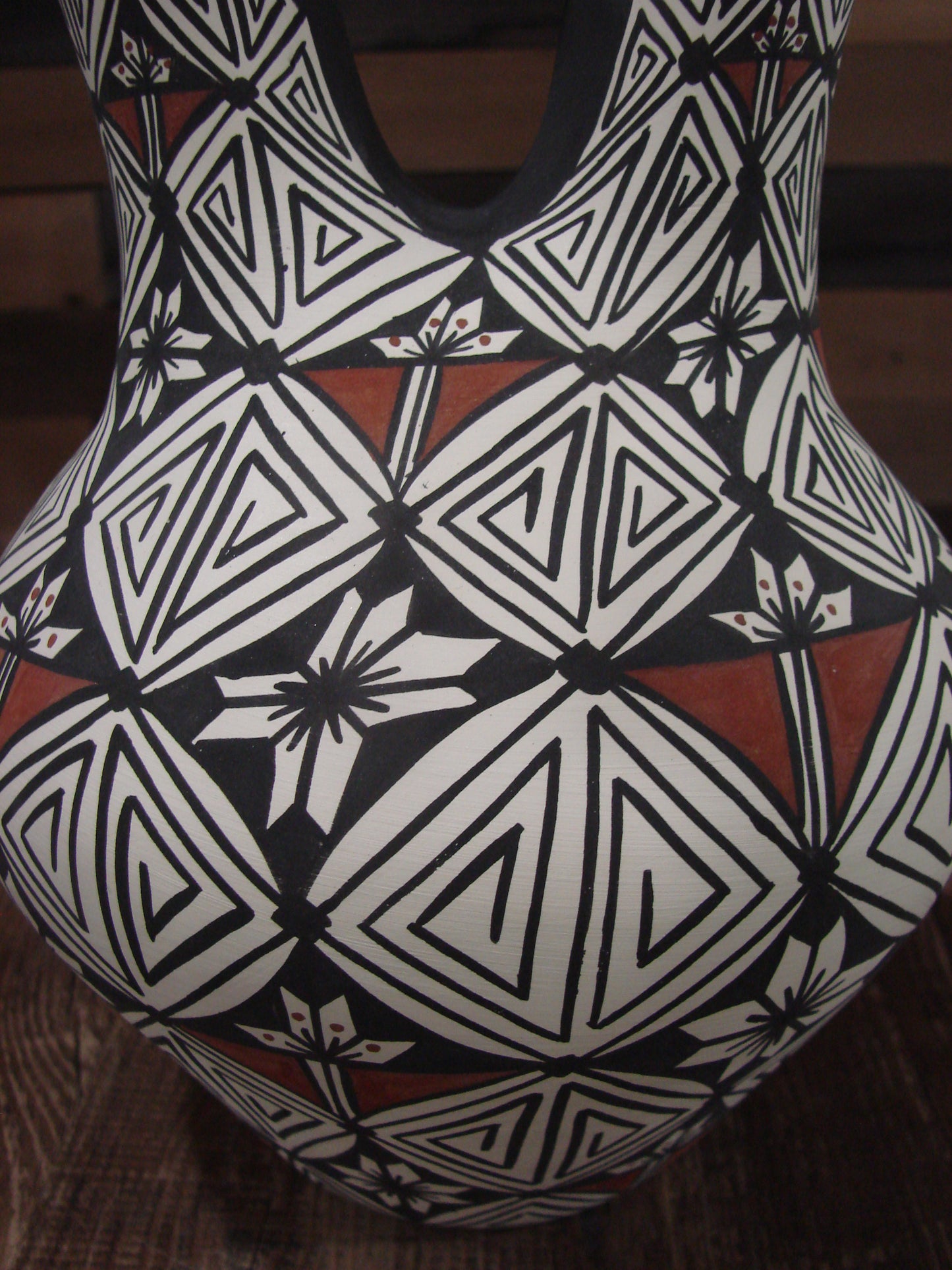 Native American Fine Line Hand Painted Wedding Vase by M. Lukee