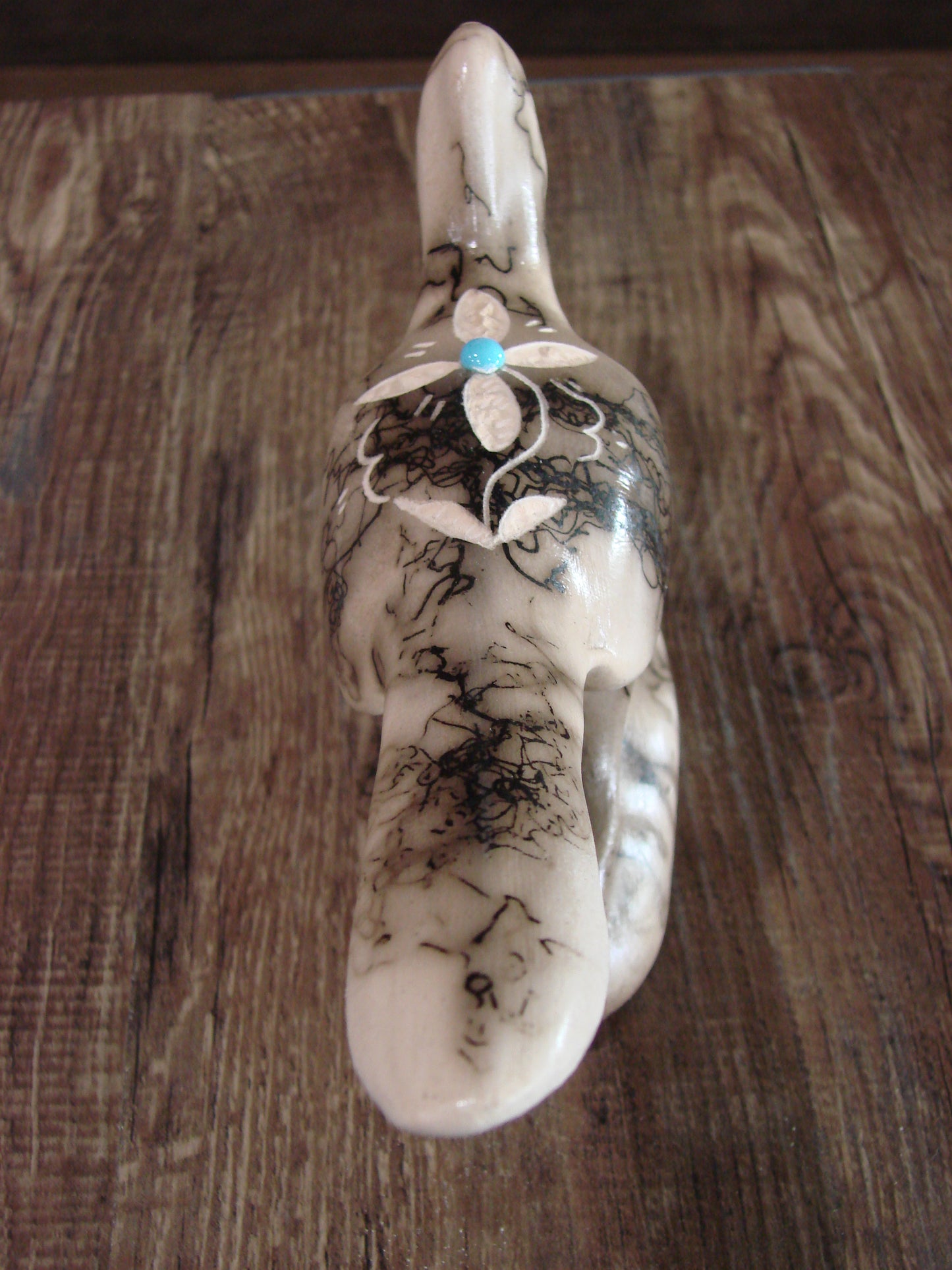 Native American Pottery Horse Hair Road Runner Sculpture by Vail