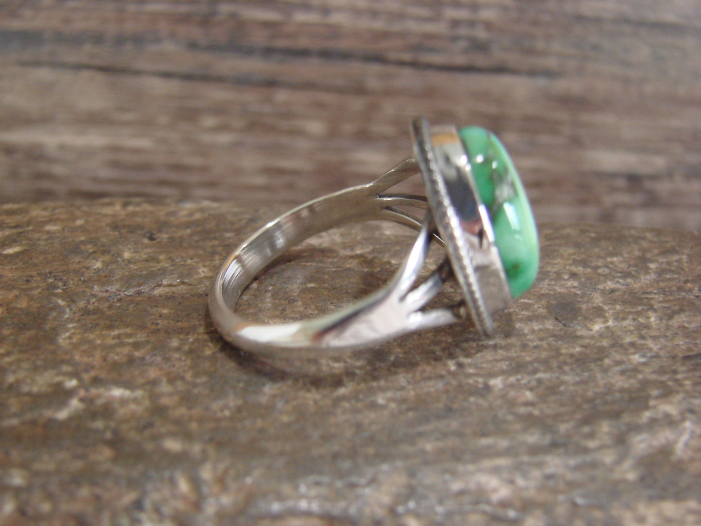 Native American Sterling Silver & Sonoran Turquoise Ring by Saunders - Size 8.5