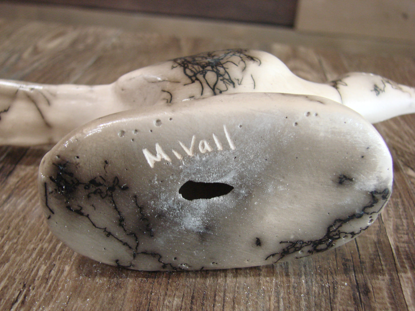 Native American Pottery Horse Hair Road Runner Sculpture by Vail