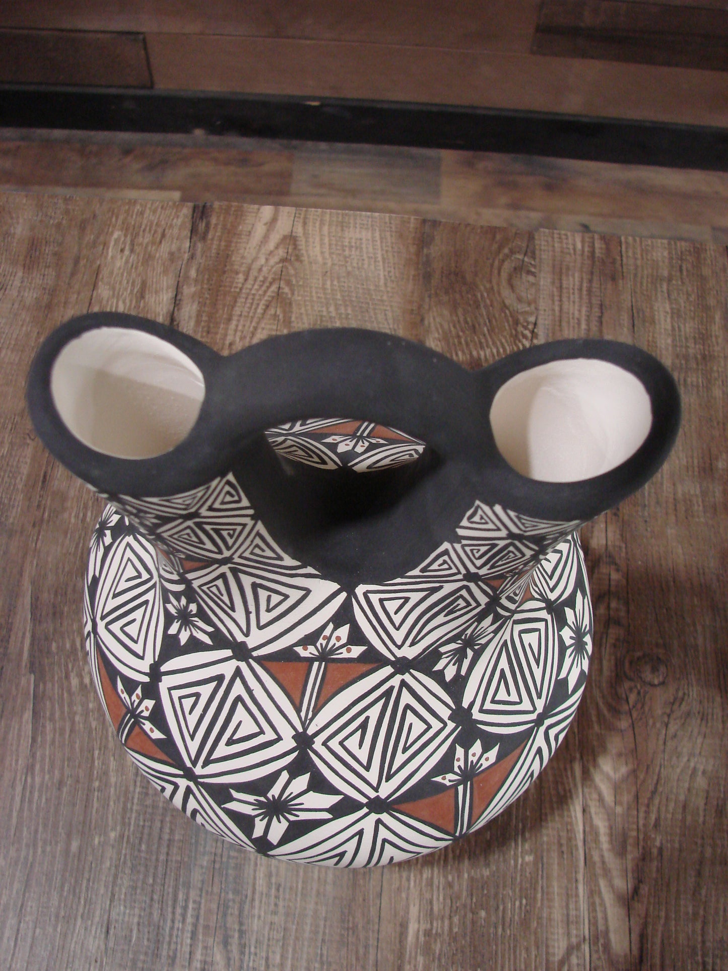 Native American Fine Line Hand Painted Wedding Vase by M. Lukee